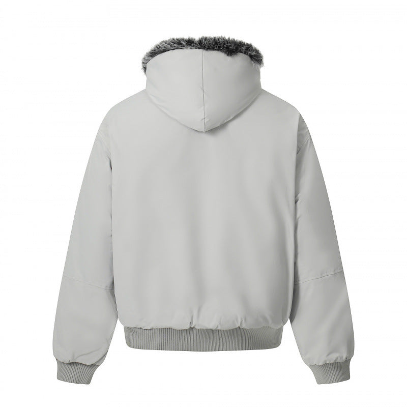 Unisex Kurze Boxy-Bomberjacke mit Kunstfellkapuze, winddichter Shell und thermischer Isolierung Shop Nory
