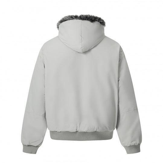 Unisex Kurze Boxy-Bomberjacke mit Kunstfellkapuze, winddichter Shell und thermischer Isolierung Shop Nory