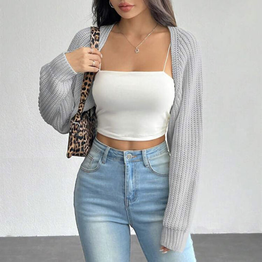 Damen Kurzbolero aus grobem Rippstrick mit Oversized-Ärmeln Shop Nory
