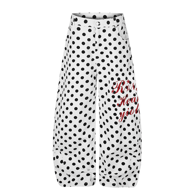Damen Weite Culotte-Jeans mit Polka-Dot, ballonförmigem Saum und hoher Taille Shop Nory