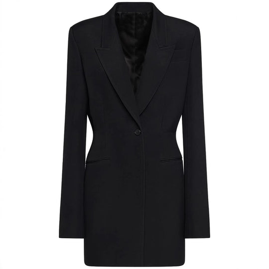 Damen Einreihiger Longblazer mit taillierter Silhouette und weiter Palazzohose Shop Nory