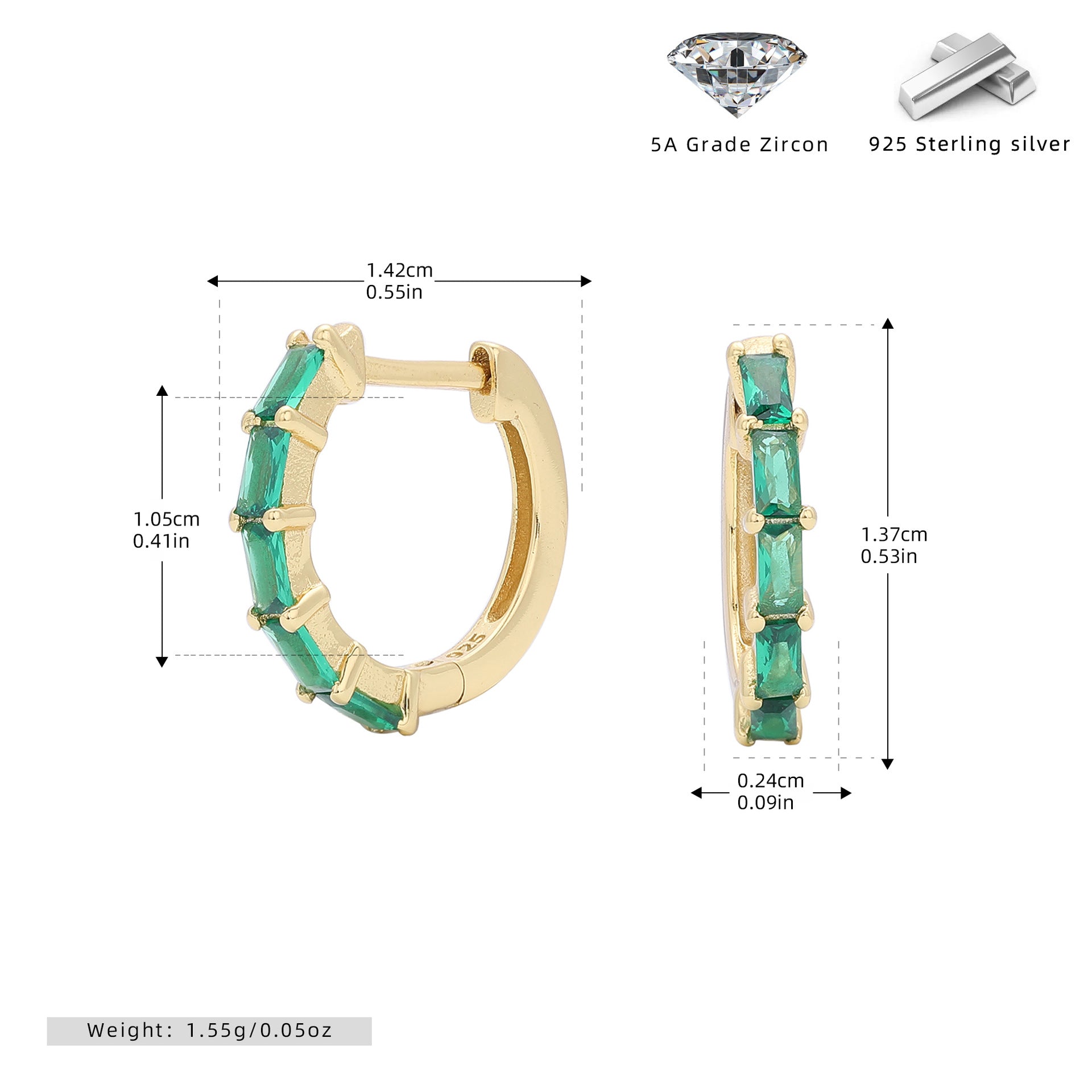Damen Creolen mit funkelnden Zirkon-Elementen aus hochwertigem 925 Sterling Silber Shop Nory