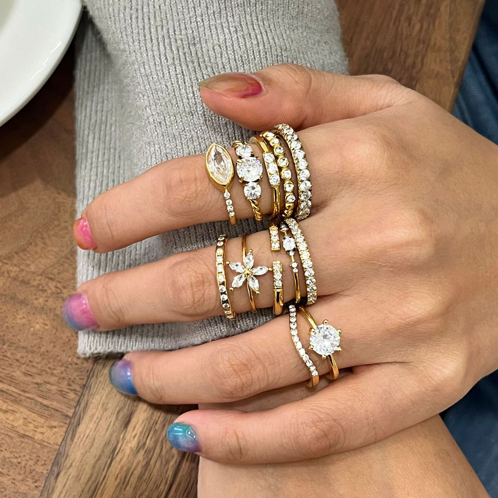 Damen Offener Ring mit funkelnden Zirkonia-Akzenten Shop Nory
