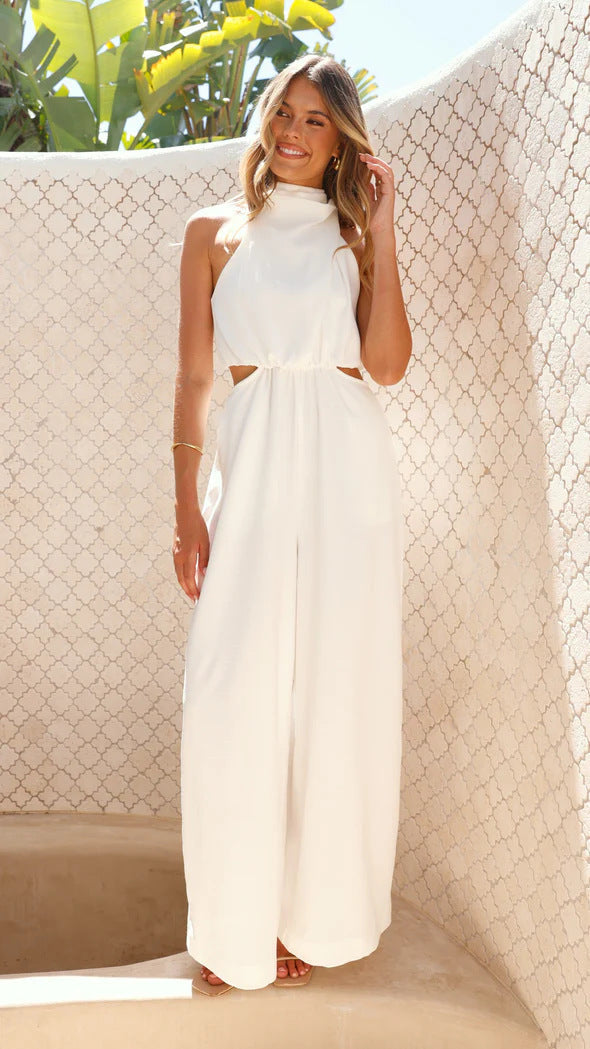 Damen Jumpsuit mit seitlichen Cut-Outs und komfortablem Weitbein-Design Shopnory