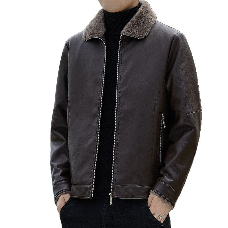 Herren Kunstlederjacke mit Stehkragen Shop Nory