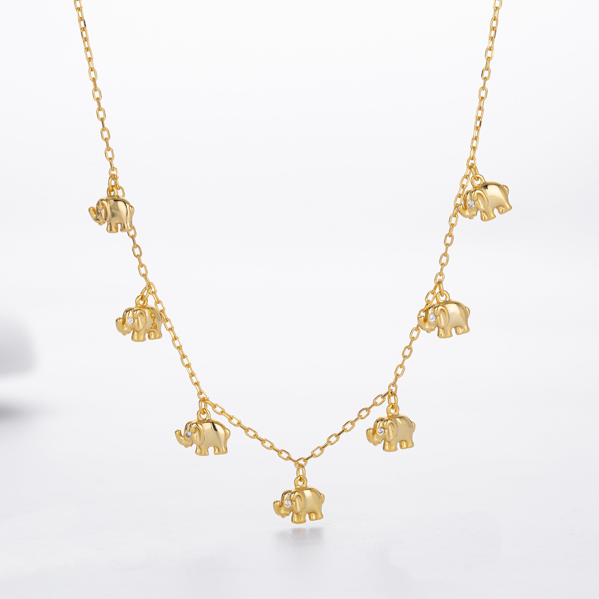 Damen Halskette mit charmanten Elefantenanhängern und funkelnden Zirkonia Shop Nory