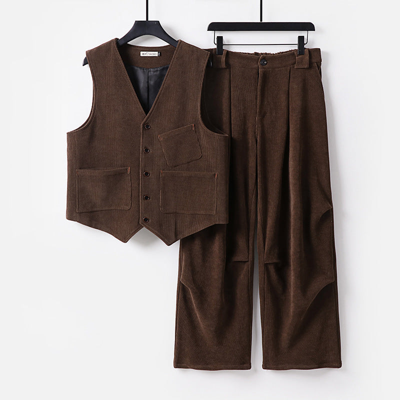 Herren Zweiteiliges Weste‑und Bundfaltenhose-Set im modernen Workwear-Stil Shop Nory