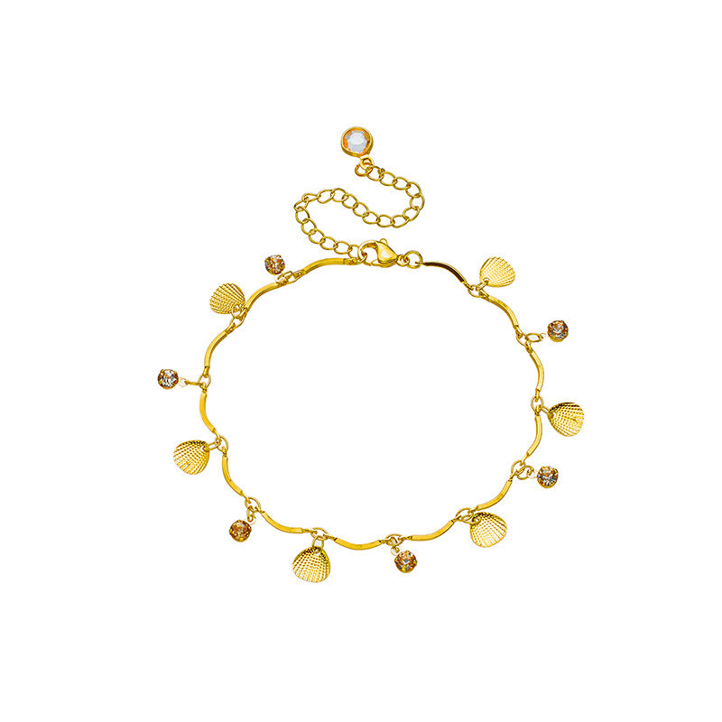 Damen filigranes Armband mit Muschel- und Strasselementen Shop Nory