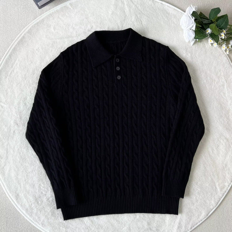 Herren Modisches Strick-Polohemd mit Zopfmuster Shop Nory