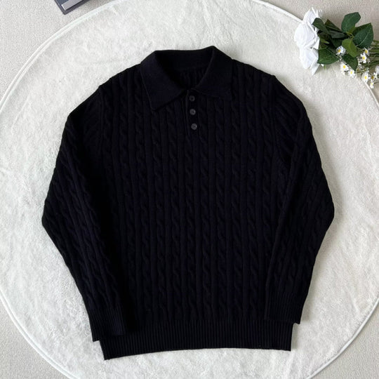 Herren Modisches Strick-Polohemd mit Zopfmuster Shop Nory
