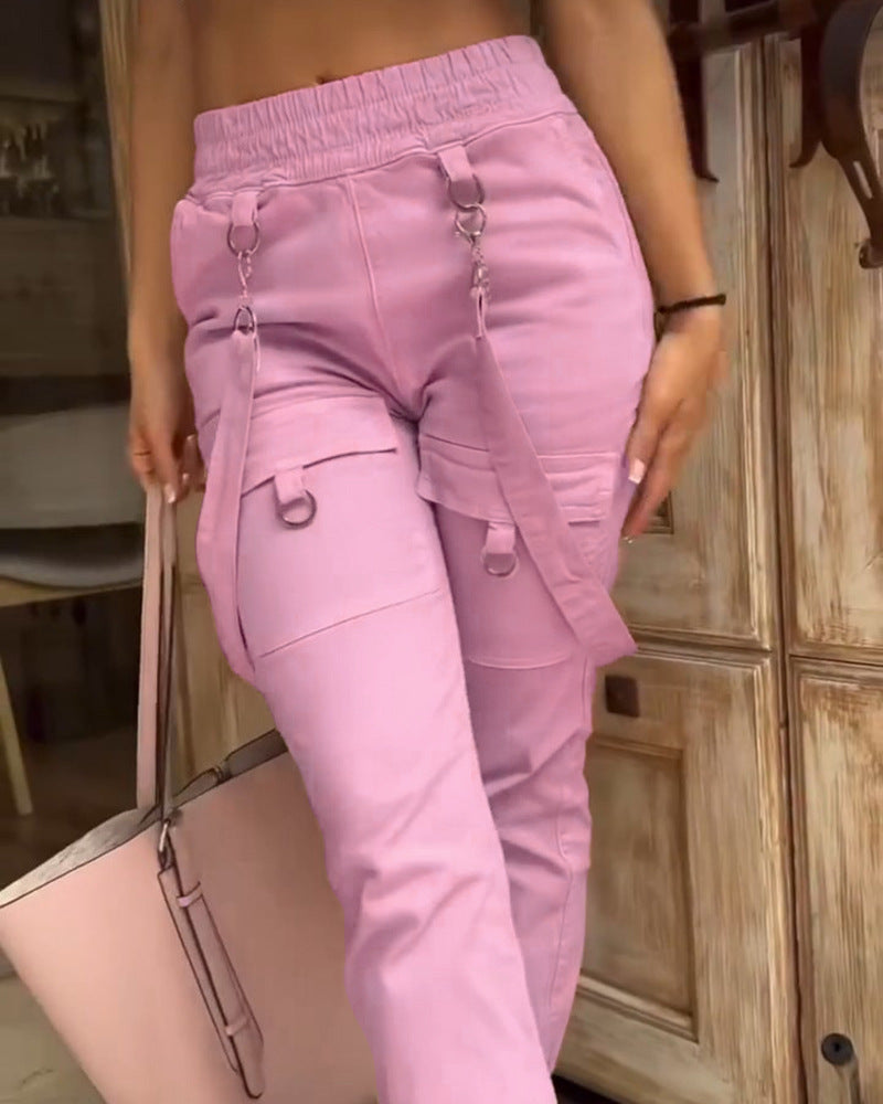 Damen Cargo-Hose mit praktischen Taschen und stylischem Gürtel