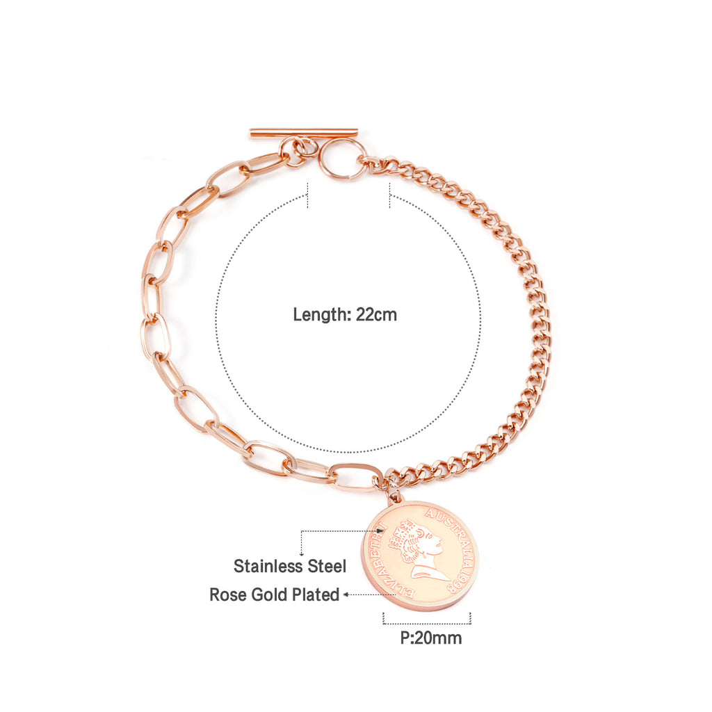 Damen Armband mit Anhänger aus hochwertigem Edelstahl und rosé vergoldetem Design Shop Nory