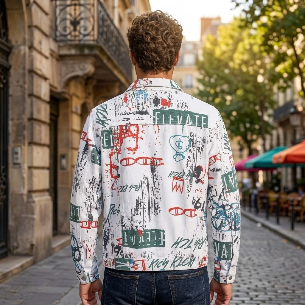 Herren Modische Jacke mit grafischen Prints Shop Nory