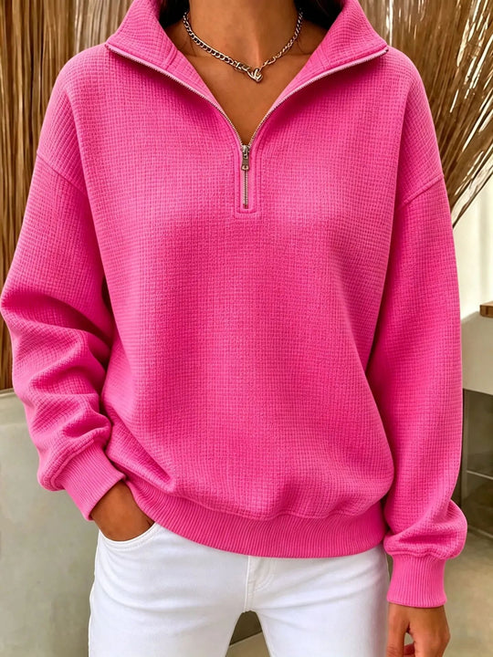 Damen Stepp-Fleece-Pullover mit halbem Reißverschluss und Stehkragen Shop Nory