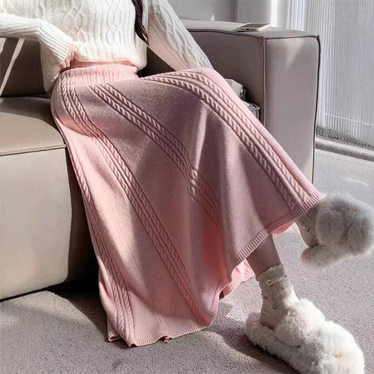 Damen Langer Strickrock mit feinem Rippmuster Shop Nory