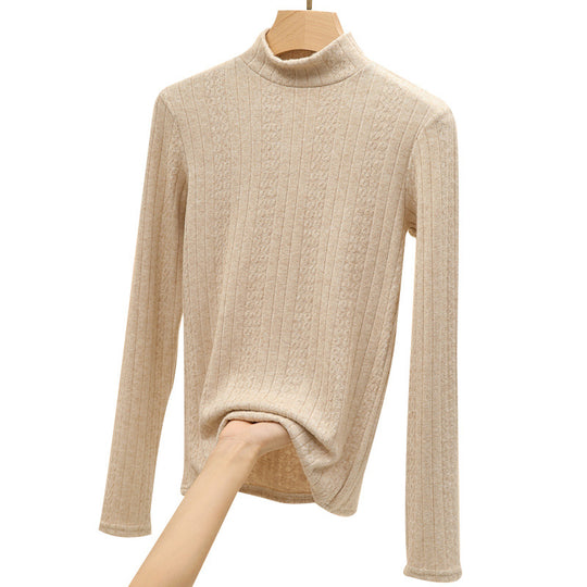 Damen Elegantes Langarm-Ripp-Oberteil Shop Nory
