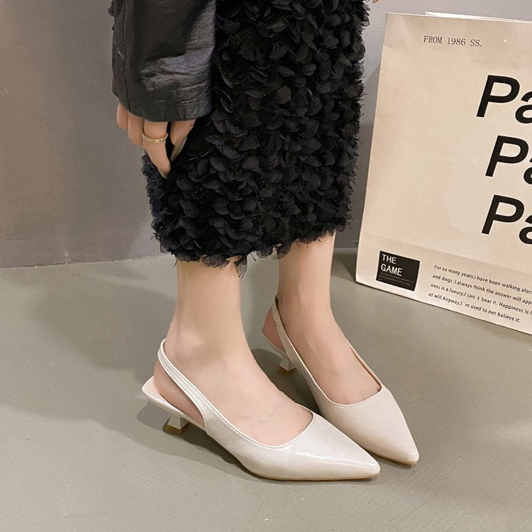Damen Slingback-Pumps mit spitzer Zehenpartie und modischem Blockabsatz Shopnory