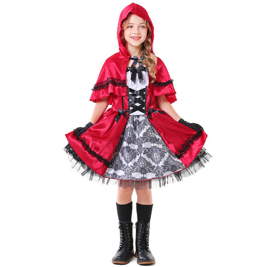 Mädchen Märchenhaftes Rotkäppchen Kostüm mit elegantem Tüllrock und detailverliebtem Umhang Shop Nory