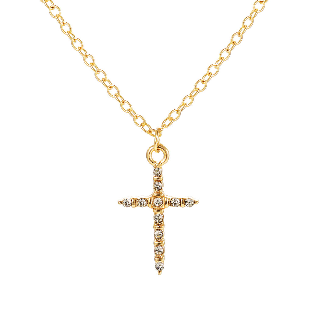 Damen Halskette mit funkelndem Kreuzanhänger und eleganter Kette Shop Nory