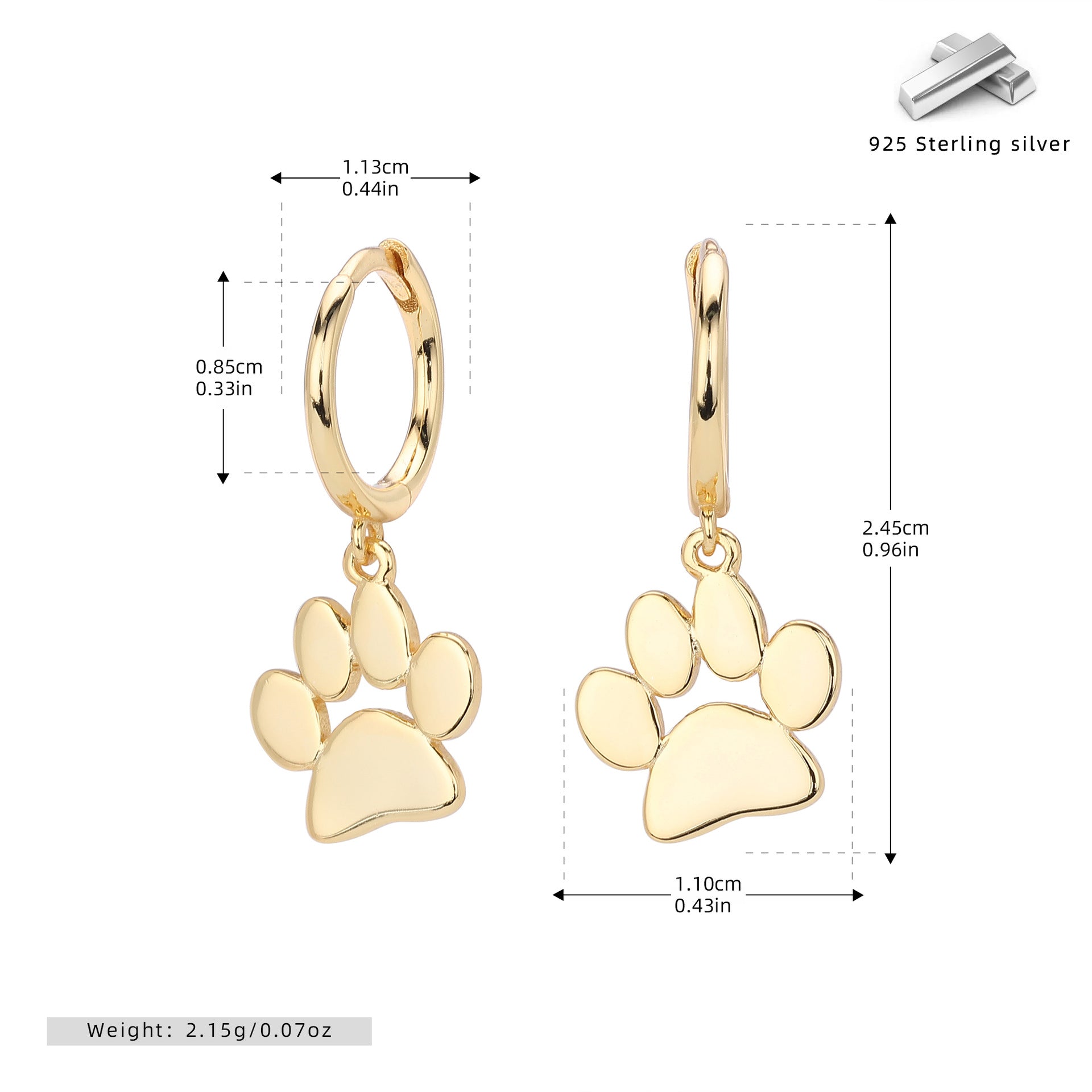 Damen Ohrhänger im stilvollen Pfoten-Design aus hochwertigem 925 Sterling Silber Shop Nory
