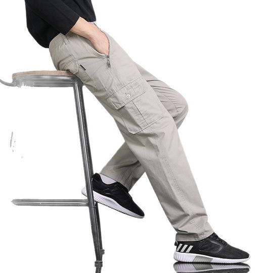 Herren Lockere Cargohose mit elastischem Bund, Multifach‑Taschen & geradem Bein Shop Nory
