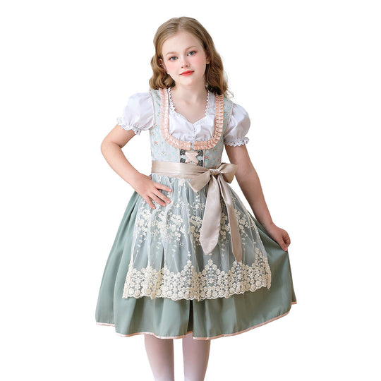 Damen nan elegantes Mädchen Trachtenkleid mit Rüschenkorsett und Spitzenstickerie Shop Nory