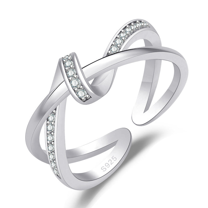 Damen Offener Ring mit kunstvollem Zirkonia-Besatz Shop Nory