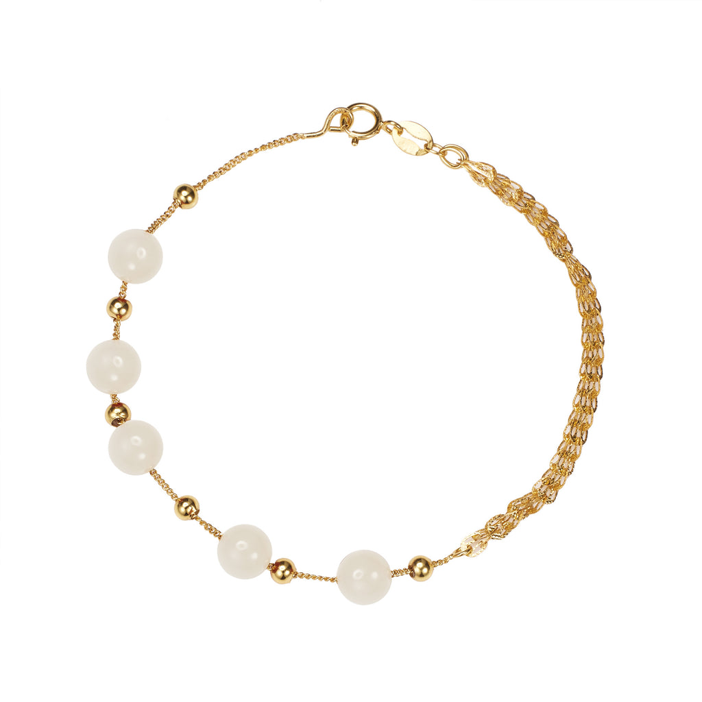 Damen zartes Armband mit hochwertigen roten Halbedelsteinen und goldener Gliederkette Shop Nory