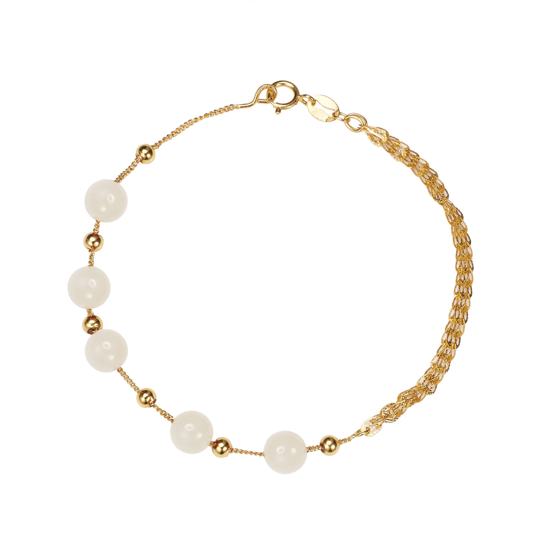 Damen zartes Armband mit hochwertigen roten Halbedelsteinen und goldener Gliederkette Shop Nory