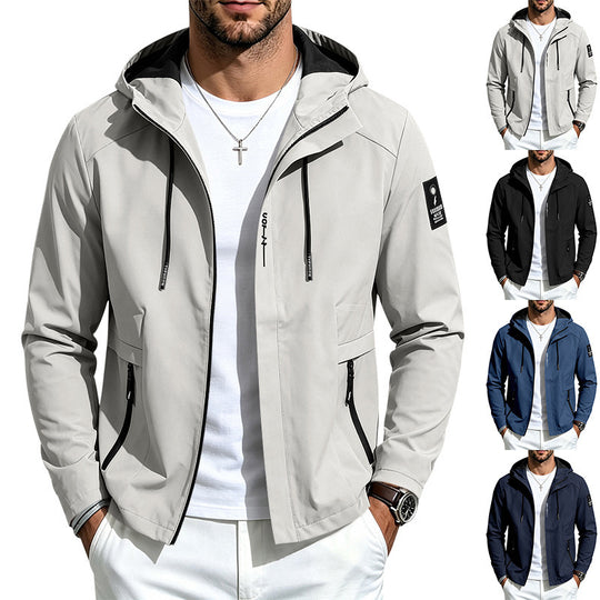 Herren Wasserabweisende Softshell-Kapuzenjacke mit Reißverschlusstaschen Shop Nory