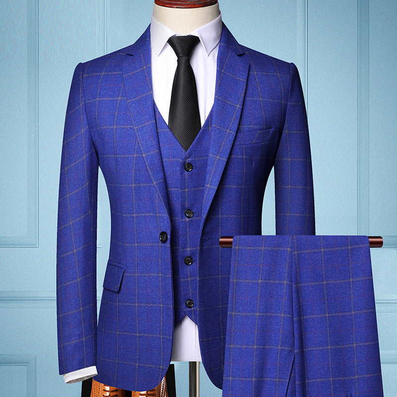 Herren Dreiteiliges Slim-Fit Anzug mit Weste und feinem Karomuster Shop Nory