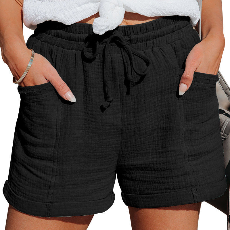 Damen bequeme Sommer-Shorts mit elastischem Bund und praktischen Taschen