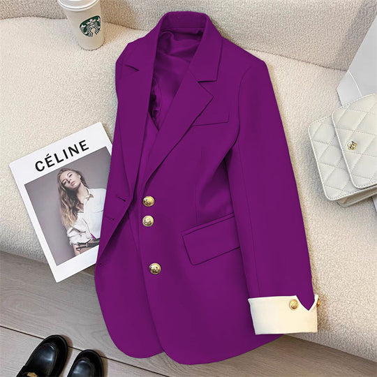 Damen Eleganter Blazer mit Goldknopfdetails Shop Nory