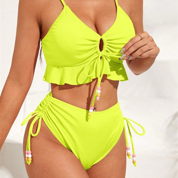 Damen Badeanzug mit Rüschendetails und verstellbaren Trägern