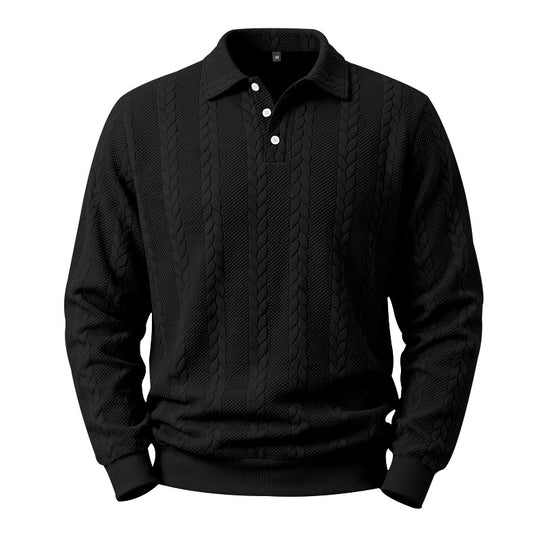 Herren Gestricktes Polo-Sweatshirt mit Zopfstrickmuster und Knopfleiste Shop Nory