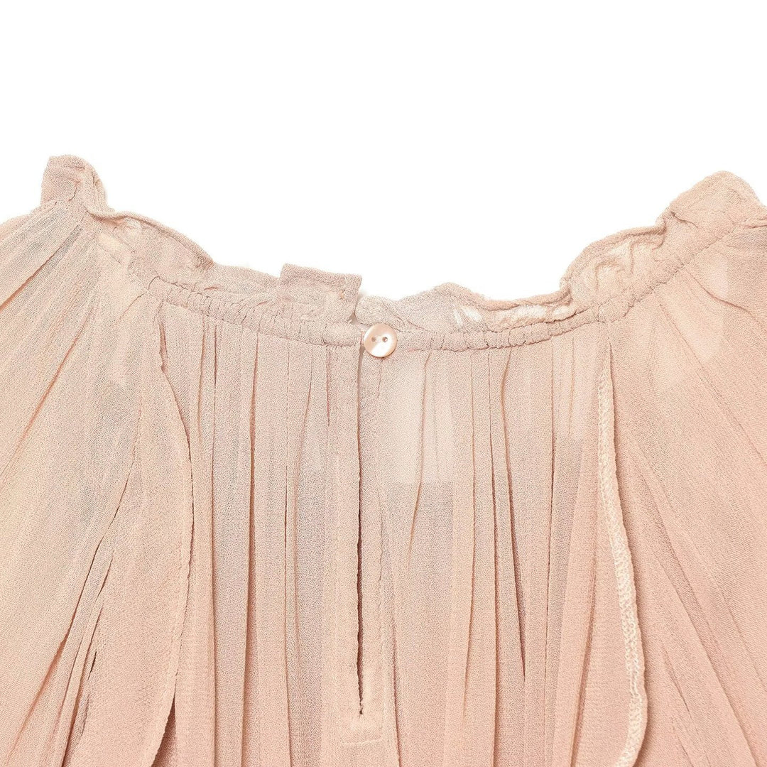 Damen Plissierte Chiffon-Bluse mit Rüschkragen und Ballonärmeln Shop Nory