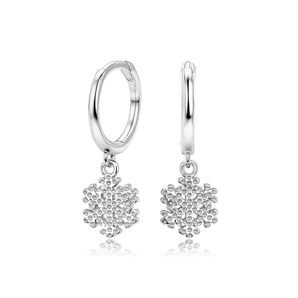 Damen Ohrhänger mit filigranem Schneeflocken-Design aus 925 Sterling Silber Shop Nory