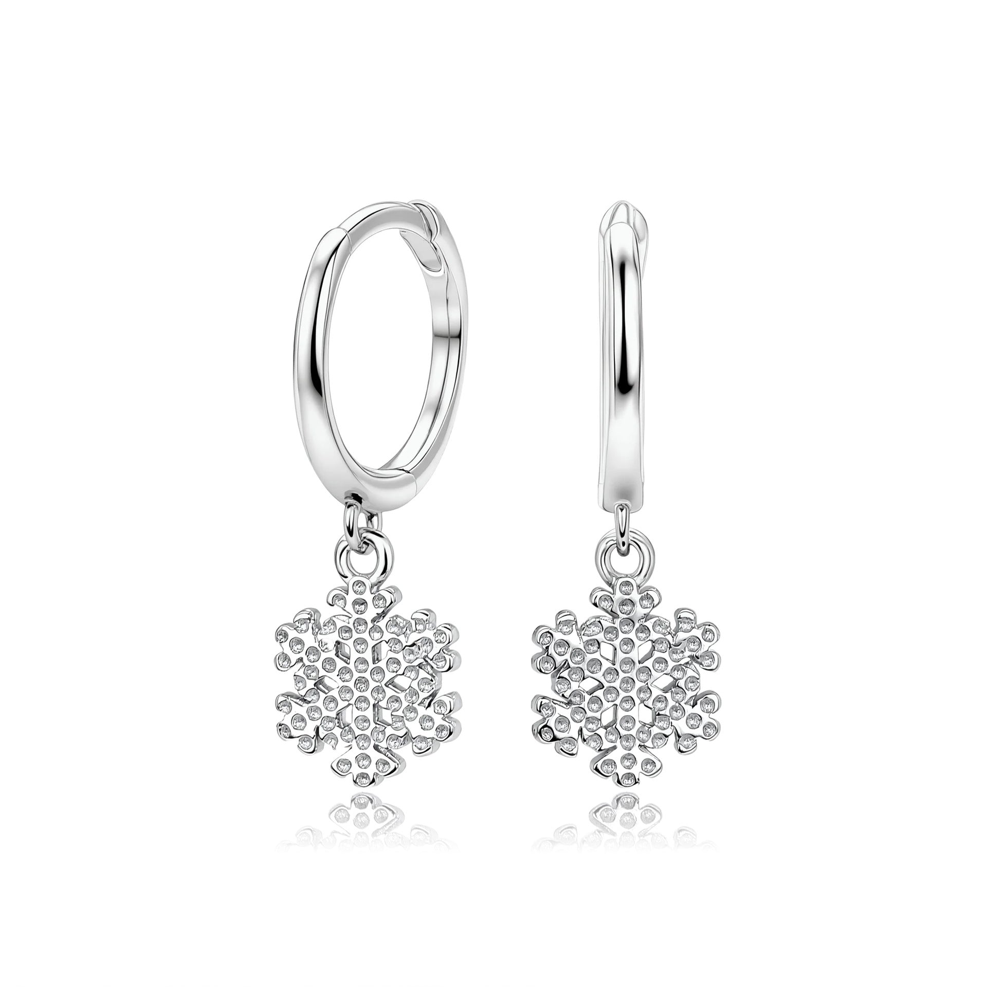 Damen Ohrhänger mit filigranem Schneeflocken-Design aus 925 Sterling Silber Shop Nory