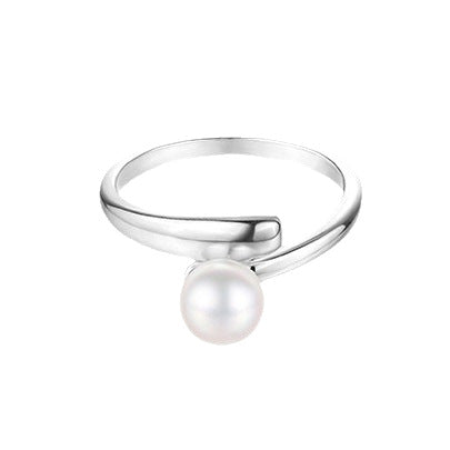 Damenring mit eleganter Doppelstruktur und edler Perle Shop Nory