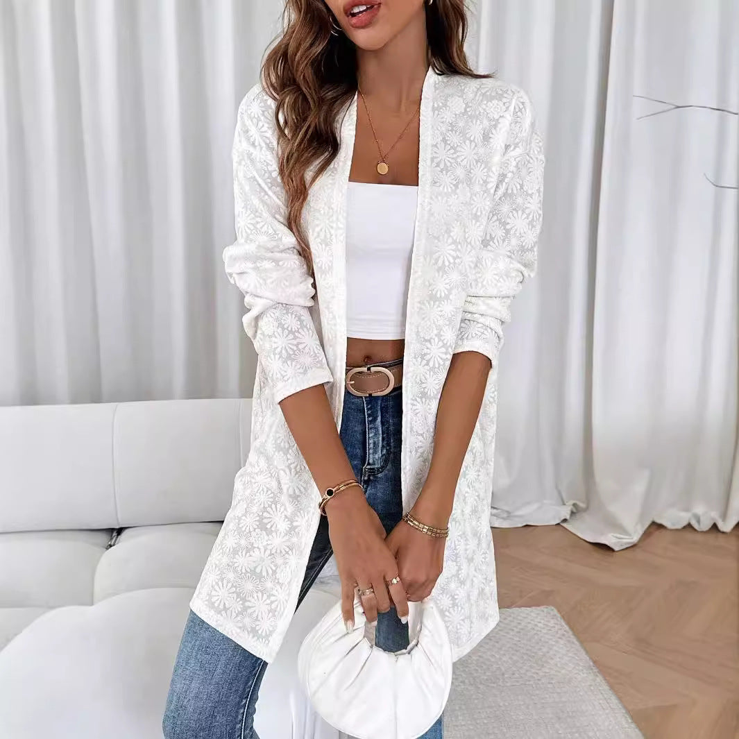 Damen Stilvolle Blumenmuster Jacke