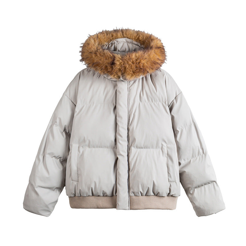 Damen Kurz geschnittene Steppjacke mit Kunstfellkapuze und elastischem Saum Shop Nory
