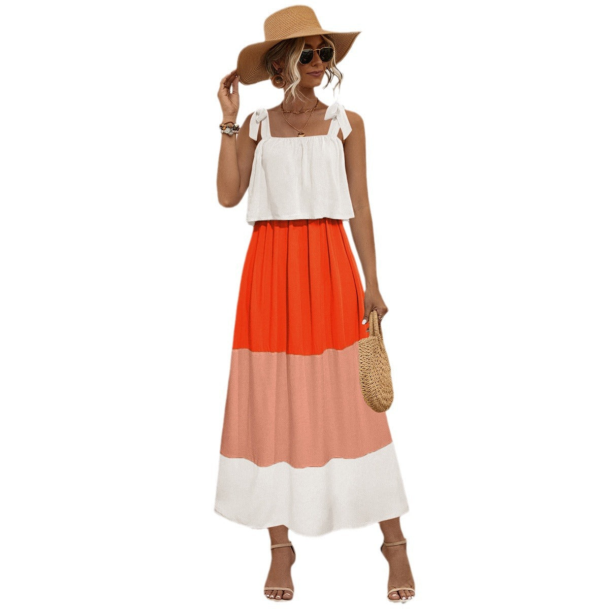 Damen Sommerliches Maxikleid mit verspieltem Bandeau-Oberteil und fließendem Rock