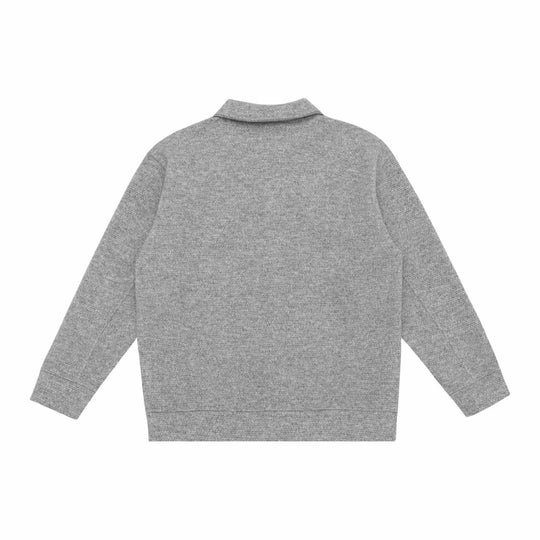 Unisex Feinstruktur-Polokragenpullover mit halber Knopfleiste und geripptem Saum Shop Nory