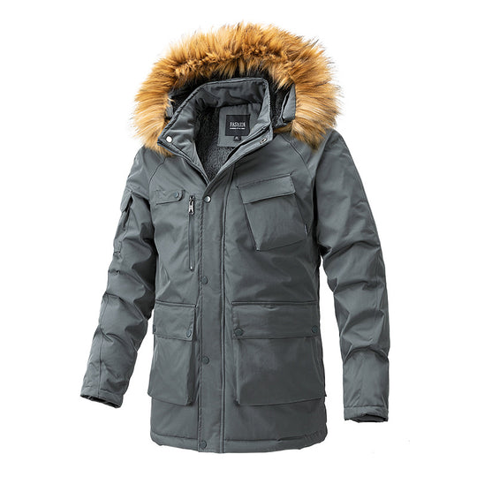 Herren Wärmegefütterte Parka-Jacke mit Kapuze und Teddyfutter Shop Nory