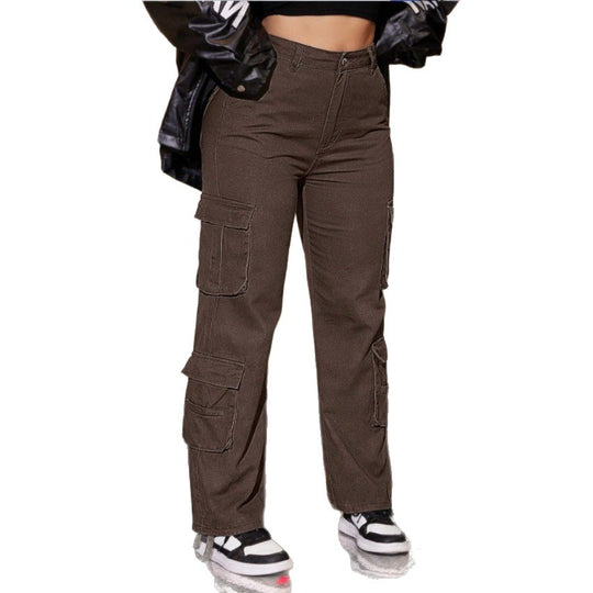 Damen Utility-Cargo-Chino mit Mehrfach-Pattentaschen und Kordelzugsaum Shop Nory
