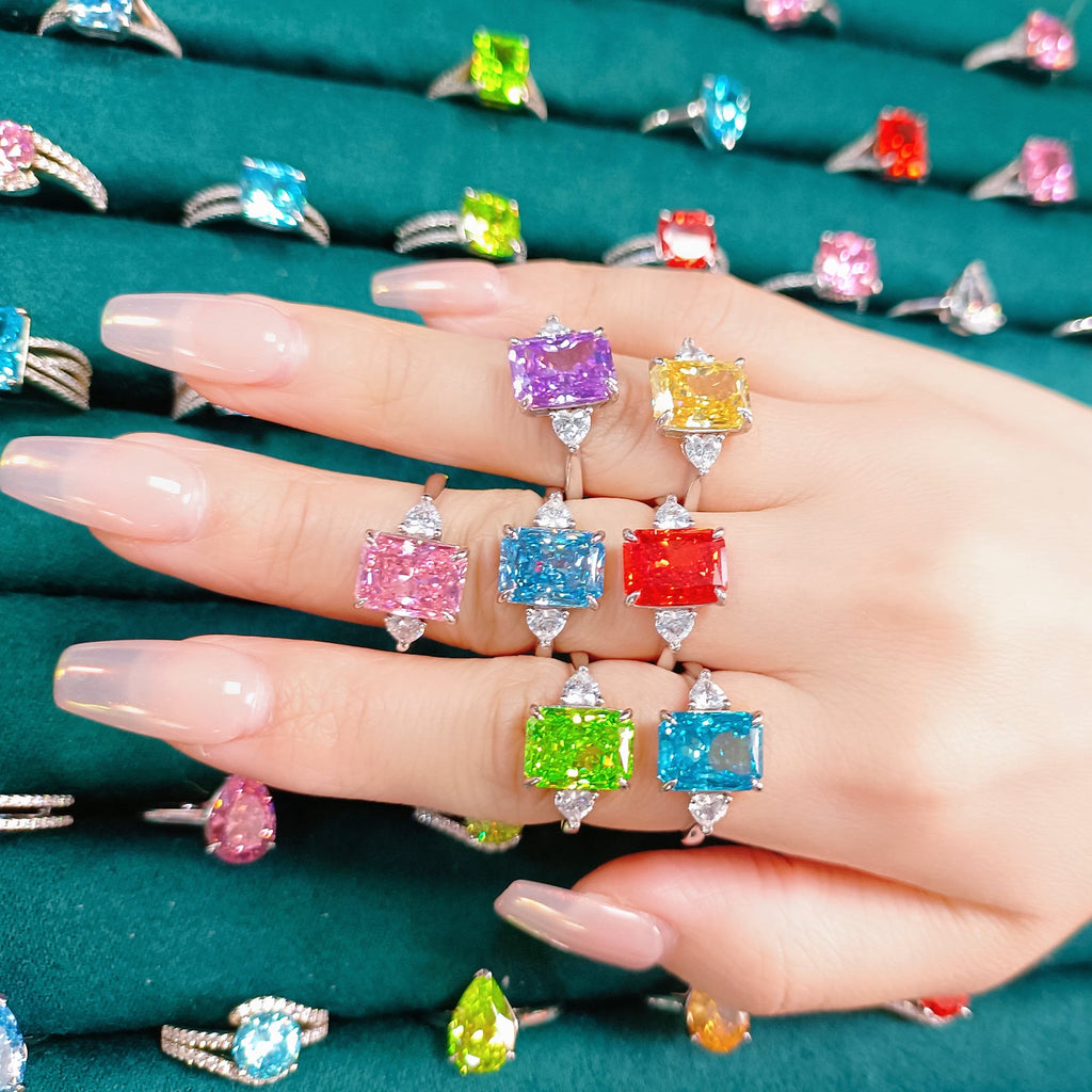 Damen Eleganter Zirkonring mit strahlendem Aquamarin-Shop Nory