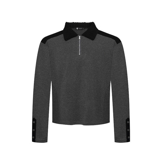 Damen Langarm-Poloshirt mit Halbzip, Kontrastschultern und Knopfmanschetten Shop Nory