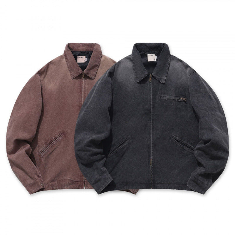 Herren Lockere Workerjacke aus weichem Canvas mit Reißverschluss Shop Nory