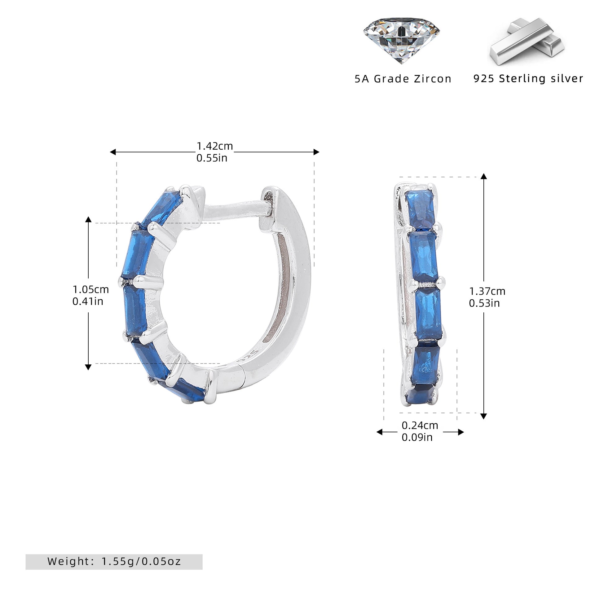 Damen Creolen mit funkelnden Zirkon-Elementen aus hochwertigem 925 Sterling Silber Shop Nory