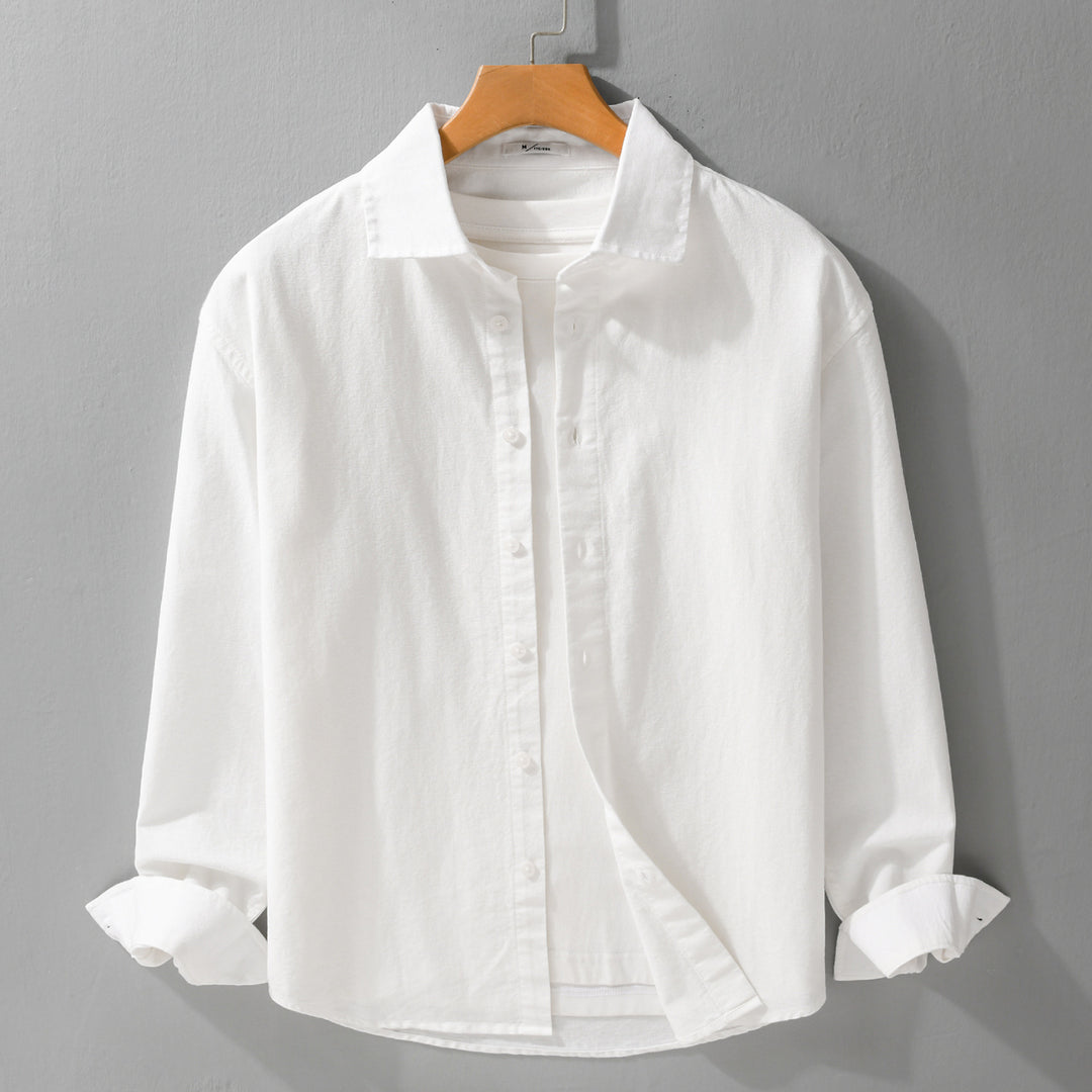 Herren Leichtes Leinen-Baumwoll-Overshirt mit Kentkragen, Relaxed‑Fit und durchgehender Knopfleiste Shop Nory